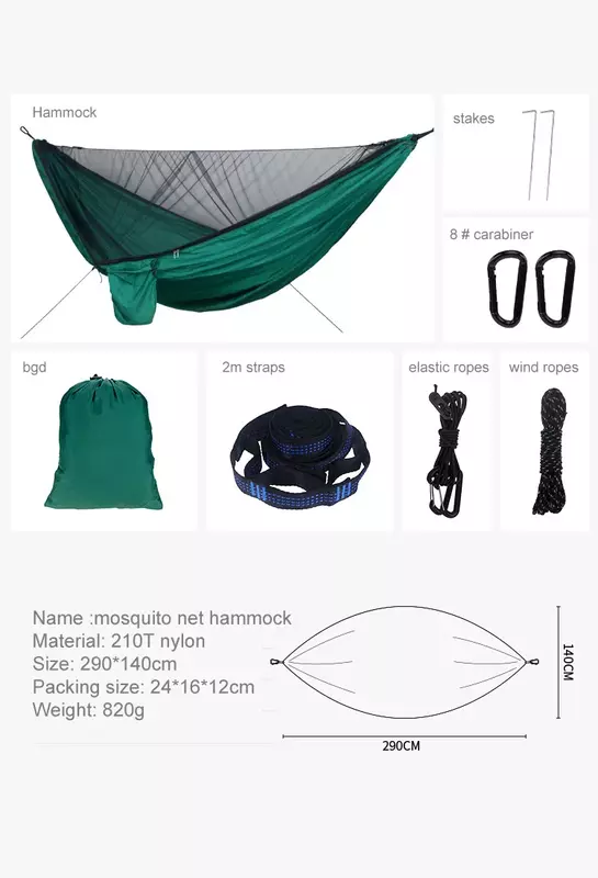 Tragbare schnell eingerichtete Moskito netz Camping Hängematte im Freien hängendes Bett Schlafs chaukel