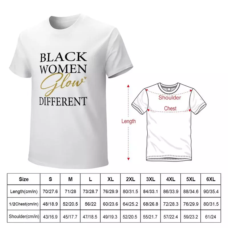 T-shirt Black Glow para homens e mulheres, roupas vintage diferentes, blusa preta, presente