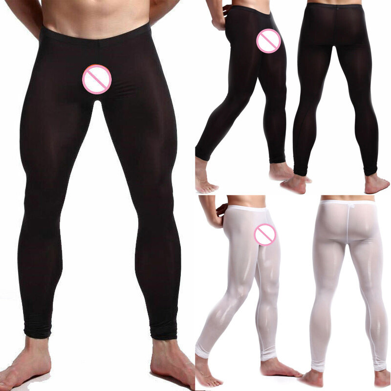 Sexy Men Thermal Underwear Bottoms Autumn Bottom Wear Men's Tight Leggings Pants Breathable Stretch Yoga Sport Running Trousers