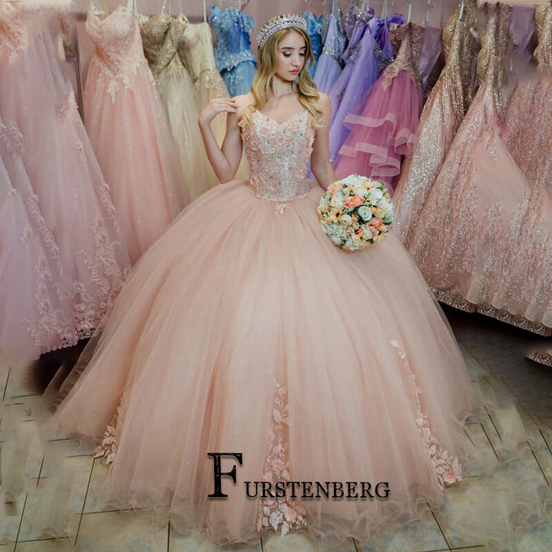 Fanshao nowoczesna kochanie słodka 15 16 lat słodka 16 sukienka suknia balowa aplikacje tiul bez rękawów bez pleców Vestidos De Baile
