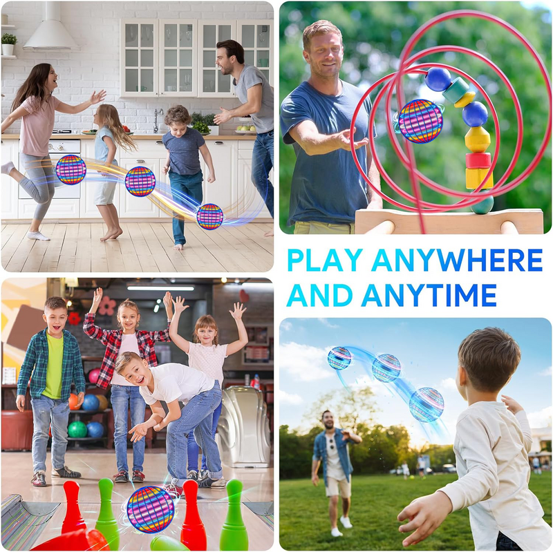 LEDコズミックグローブ付きフライングボール、子供用ハンドコントロール、360 ° 回転サスペンションボール、屋内および屋外のおもちゃに適しています、色