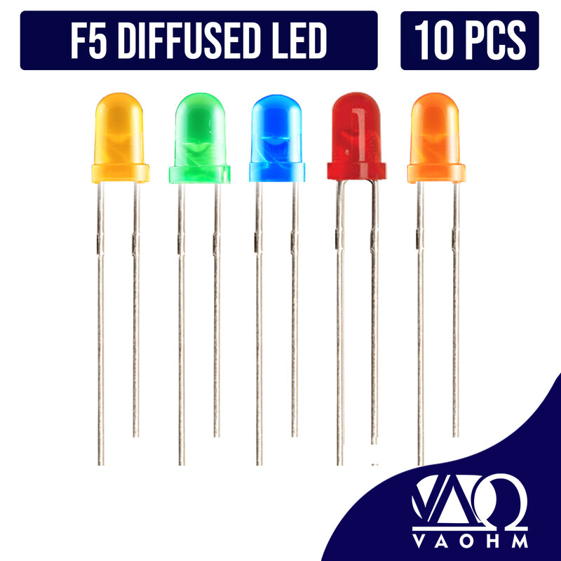 Светодиоды F5 5 мм, 10 шт., прозрачные, Круглые, зеленые, красные, синие, зеленые, оранжевые, желтые, белые