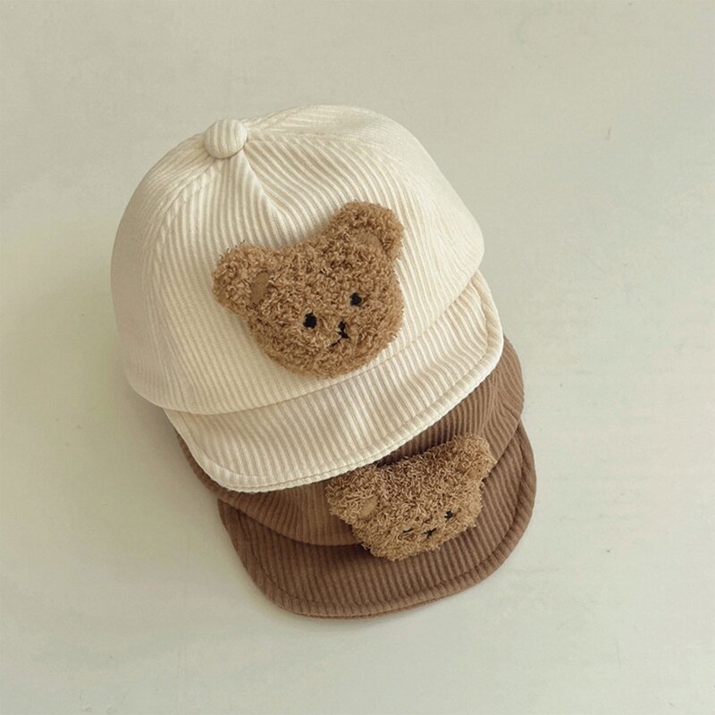 Chapéu protetor solar infantil com urso pelúcia, boné beisebol ajustável, unissex e unive, dropshipping