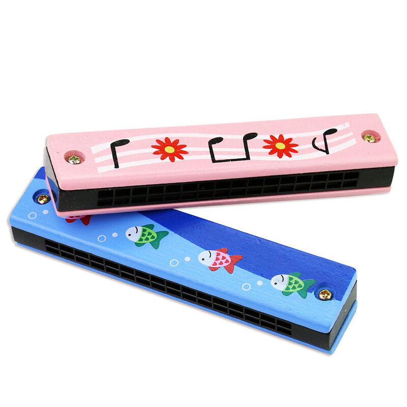Cute Harmonica for Children, Instrument Musical, Montessori Educational Toys, Cartoon Pattern, Wind Instrument, Gift for Kids, 16 Buracos