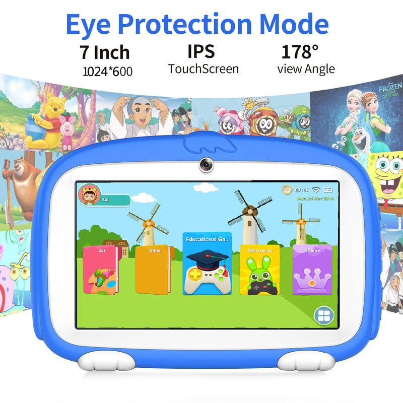 2024 neue 7 Zoll Android 9,0 4000mah 4GB Ram64GB ROM Tablets WLAN-Schutz Kinder lernen Tabs pädagogische Software Spiele