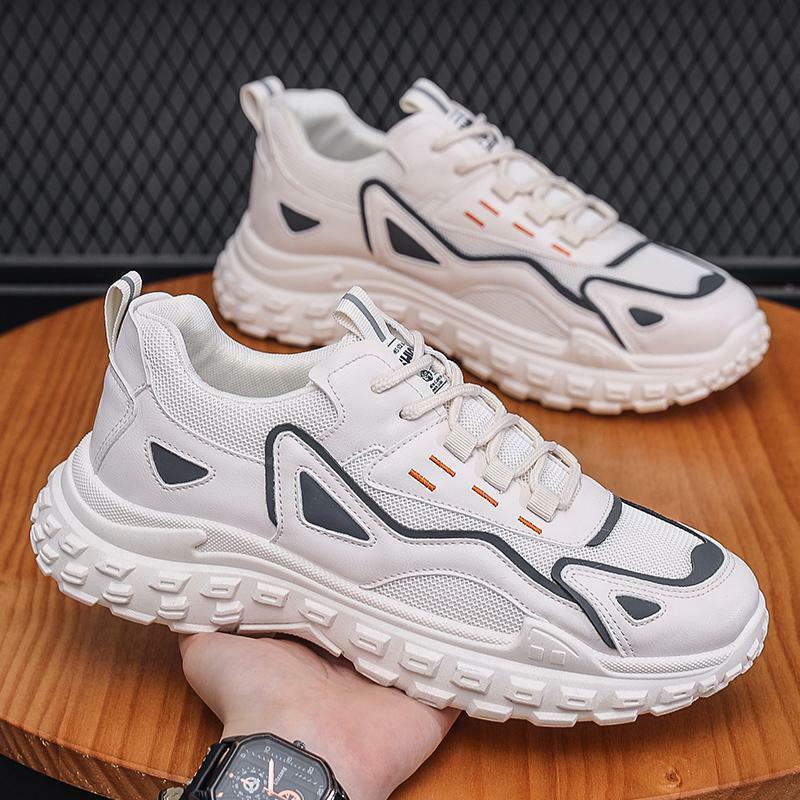 Online Influencer Men's Shoes Autumn Breathable Mesh Surface Sports and Leisure Running Thick Bottom Tire Daddy Men's Fashion