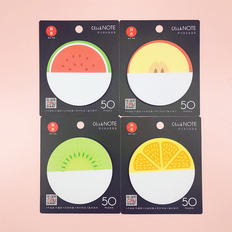 50 Vellen/Pad Sticker Schattige Fruit Plakbriefjes Notitieblok Memo Pads Kantoor Schoolbenodigdheden Kawaii Bladwijzer
