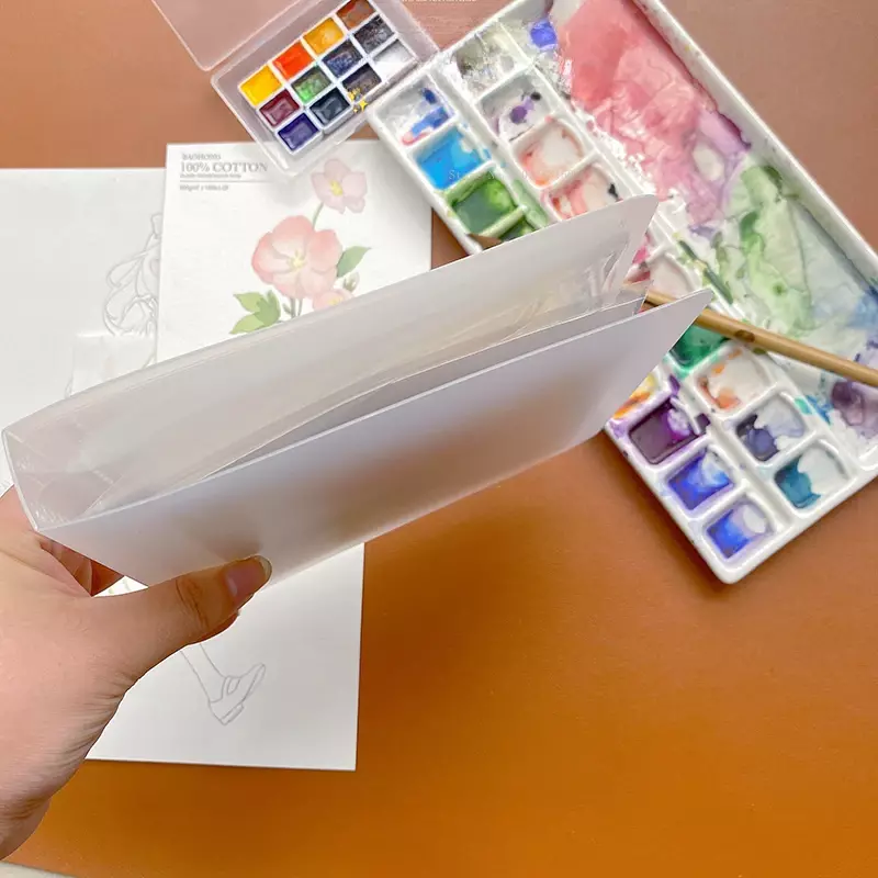 16/32K Transparent Double-page Storage Book Watercolor Illustration Storage Bag Art Student Stamp Postcard Work Organizing Tool