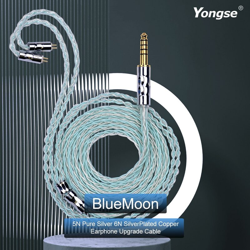 Yongse-banhado a prata cobre fone de ouvido Upgrade cabo, BlueMoon 5N prata pura, 0,78 IE200 N5005, SIMOGT EPZ TFZ TANGZU CVJ assassino