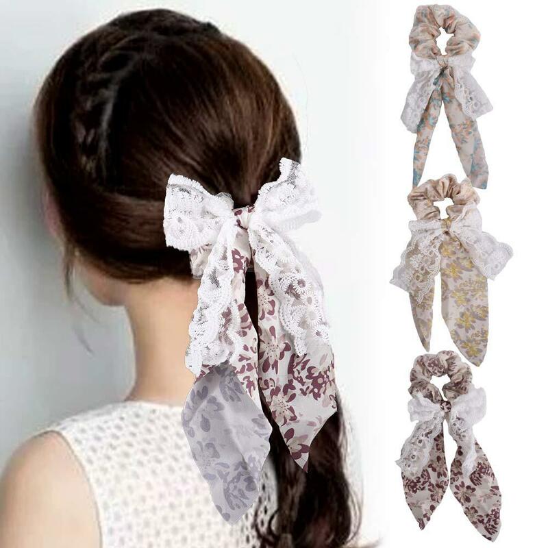 Простой подарок цветочная ткань однотонная резинка для волос в Корейском стиле эластичные резинки для волос в пасторальном стиле женские резинки для волос