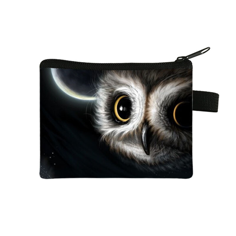 Cartoon Animal Owl portfel damski przenośny torba na karty moneta klucz worek do przechowywania torba ręczna torba kwadratowa moneta kiesa Mini torba Pochette
