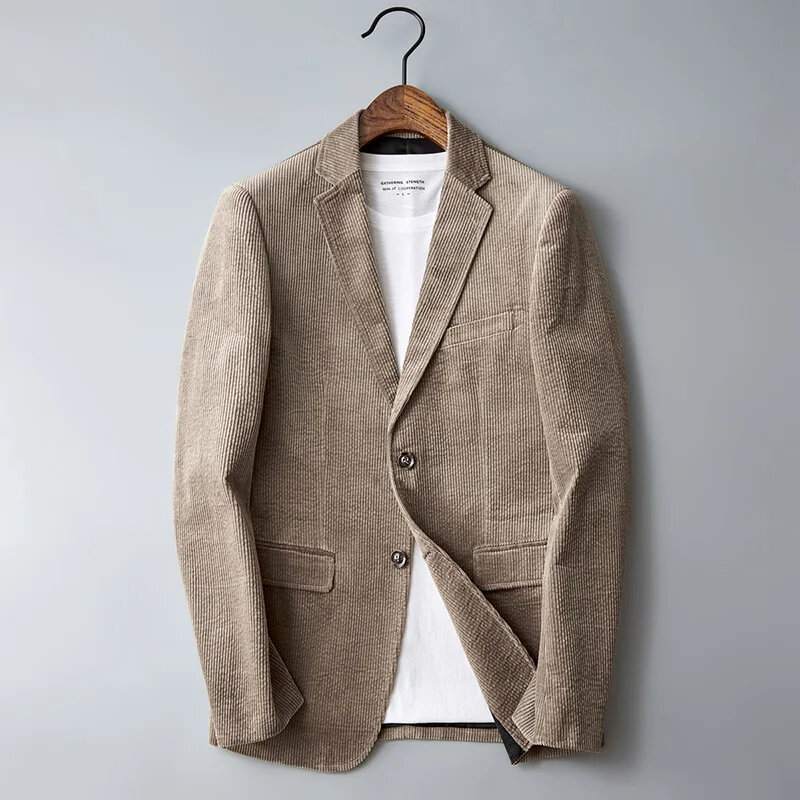 Traje de pana delgada de algodón retro para jóvenes, traje informal de negocios, guapo y moderno, T92, otoño