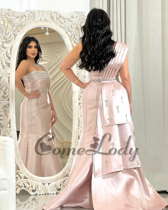 Классические женские платья на одно плечо Comelody для выпускного вечера, женское атласное платье с кристаллами русалки, размеры Саудовской Аравии