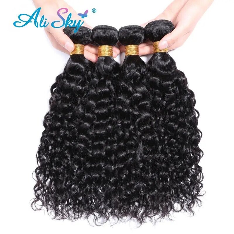 Mechones de cabello humano ondulado para mujeres negras, extensiones de cabello brasileño húmedo y ondulado, 1/3/4 piezas, 4 Uds.