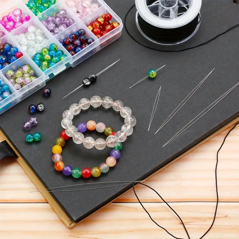 10/10 buah jarum manik-manik manik-manik manik-manik mata besar DIY jarum manik-manik dapat dilipat pin manik-manik jarum terbuka alat membuat perhiasan
