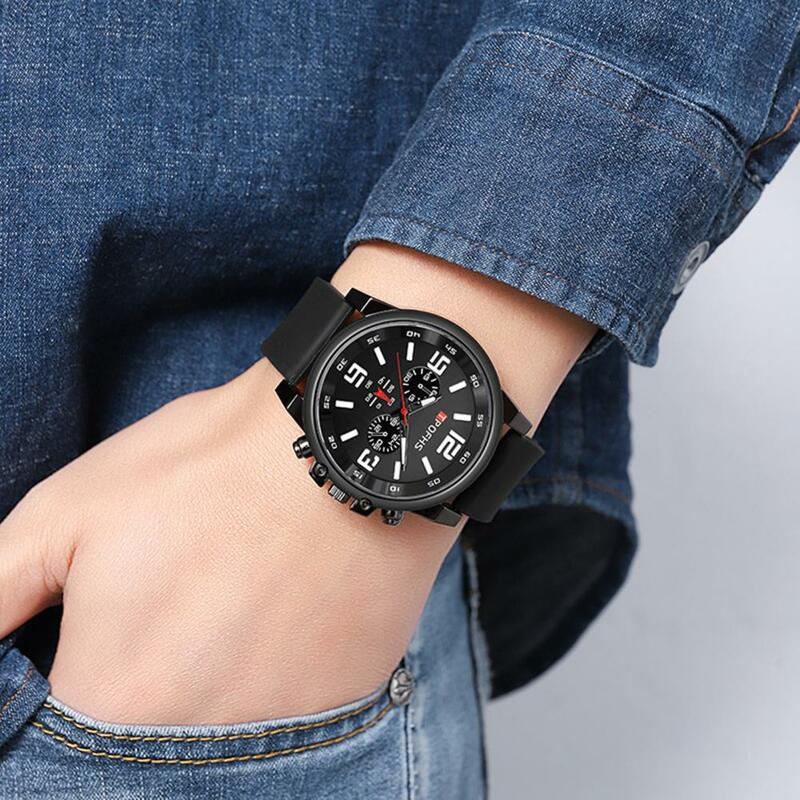Modern Men Timepiece Stylish Men's Quartz Wrist Watch with Silicone Strap Minimalist Design Casual Fashion Jewelry for Teens