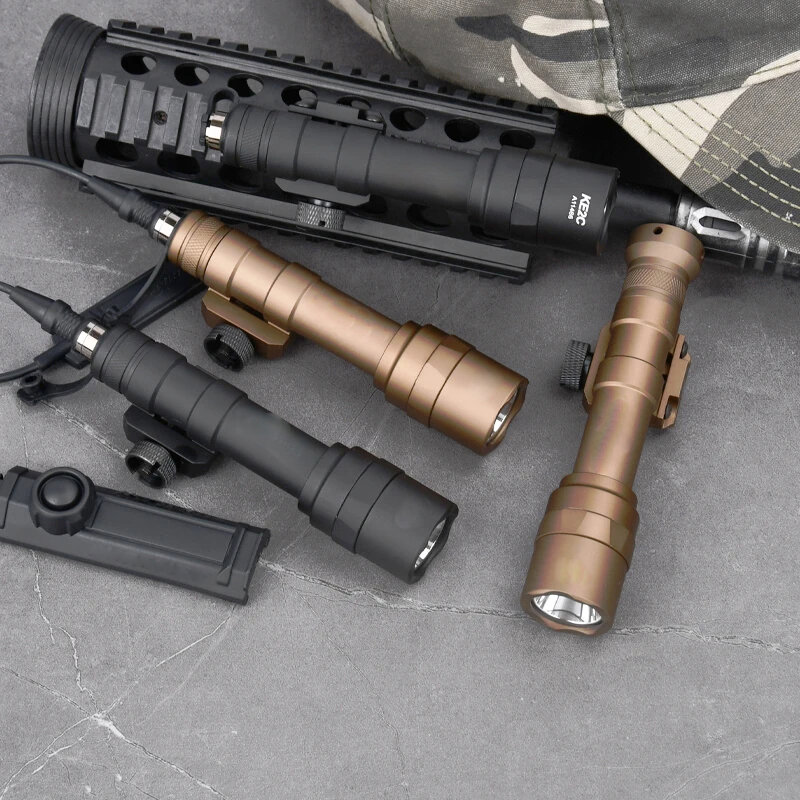 Surefr 전술 손전등 M600 M600U 스카우트 라이트, 이중 기능 압력 스위치 라이플 라이트, 사냥 무기 총 라이트 액세스