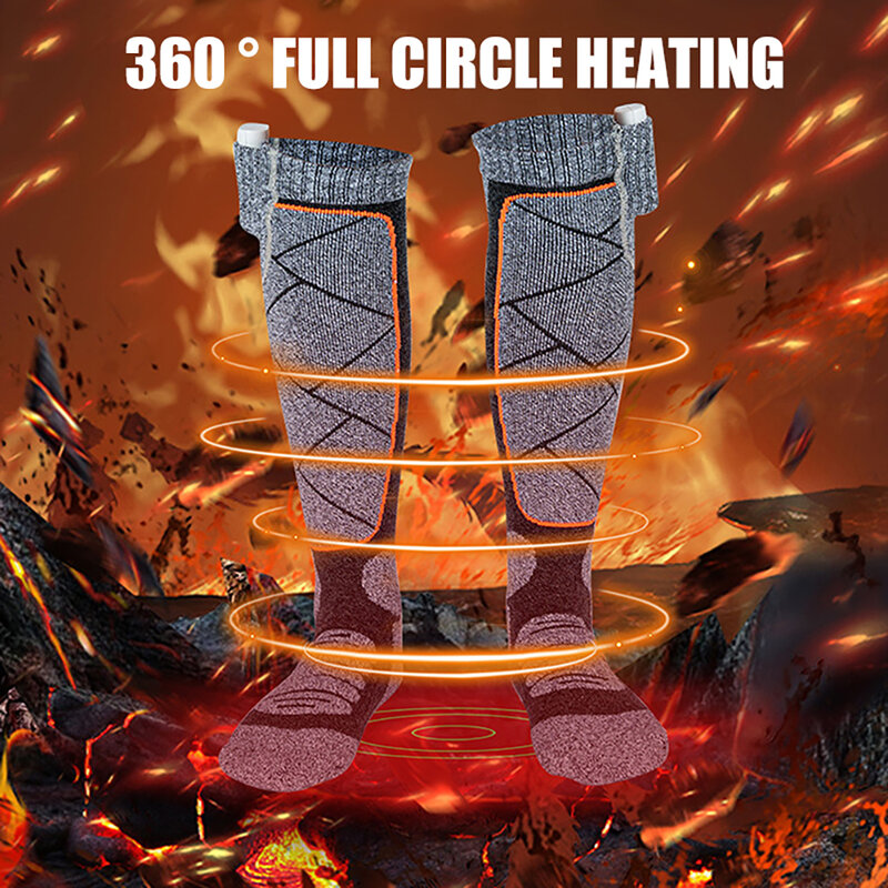Winter warm outdoor cycling hiking camping men and women full sole usb charging heating ski electric socks