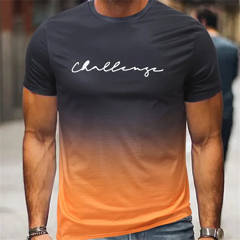 Camisetas informales con estampado de cambio para hombre, camisa de Fitness con letras, Tops de manga corta de gran tamaño, camisetas Vintage para niños, 2024