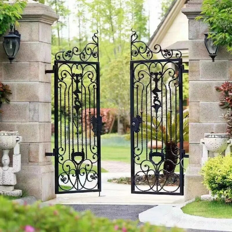 Puerta principal de Metal perforada para jardín, diseño de puerta de hierro forjado, enrejados de pared, Panel de valla de privacidad, puerta de entrada personalizada