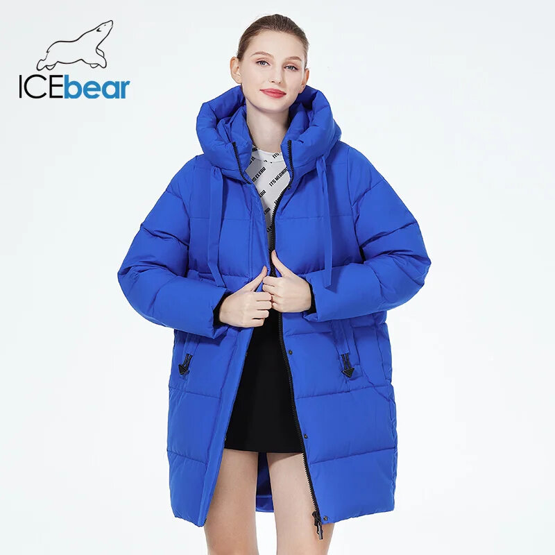 Icebear-コットンコート,2023,冬,女性用,ミッドレングス,カジュアル,ブランド,暖かいパッド入りコート,gwd3873i