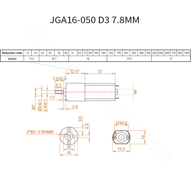 Dc 6V 12V Gear Motor 12-923Rpm Cw Ccw Speed Reduction Versnellingsbak Motor JGA16-050 Elektrische Motor diy Accessoires Auto Boot Model