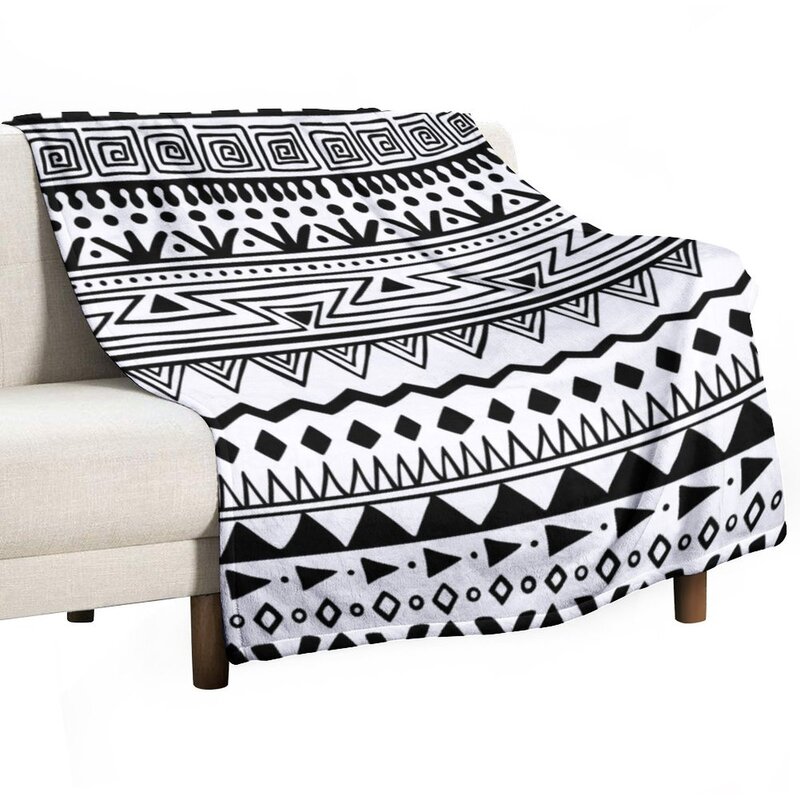 黒と白のアフリカのパターンの毛布,ルーズブランケット,ルームの必需品,装飾的な毛布