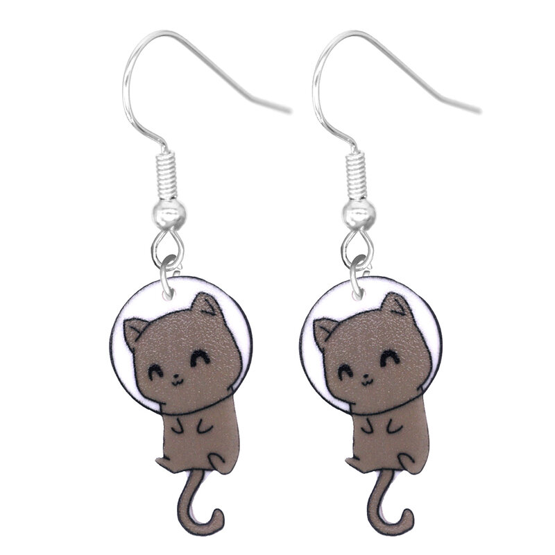 Set Cat Design Dangle Earrings Cute Cartoon StyleAcrylic Jewelry Adorable Female Gift