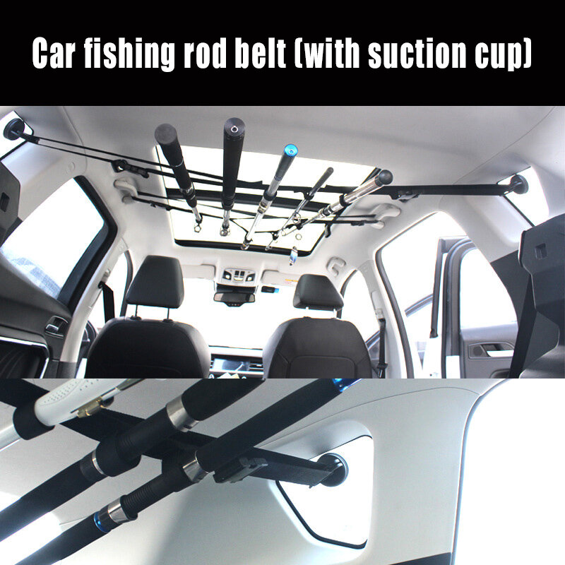 2 Pcs Vehicle Fishing Rod Holder Belt Strap Carrier Adjustable Portable For Car