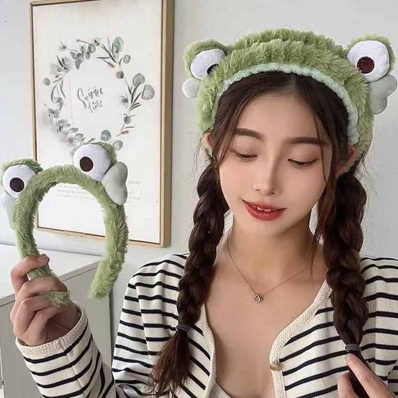 Big Eyes Frog Hair Band For Women Wide-brimmed Elastic Hairbands Cute Animal Girls Headband Hair Accessories W8J3