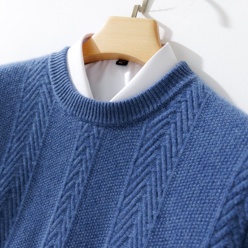 2022 100% кашемировые толстые свитера, вязаные зимние теплые пуловеры с длинным рукавом и круглым вырезом, мужская одежда