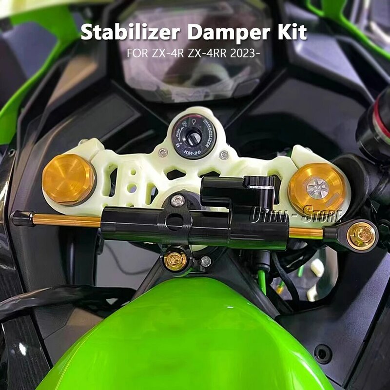 CNC Aluminum Steering Dampers Motorcycle Stabilize Bracket Mounting Kit For KAWASAKI ZX4R ZX-4R ZX4RR ZX-4RR ZX 4R 4RR 2023-