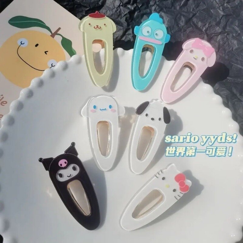 Accesorios Kawaii Sanrioed Hello kitty My Melody Kuromi Cartoon Anime Bb Clip Card emision horquilla tocado accesorios para niñas