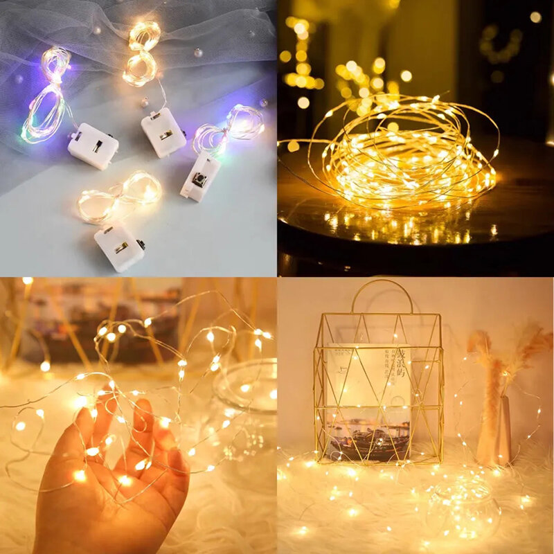 1/2M LED Copper Wire String Lights Mini Decorative Lights Holiday String Lighting Include Battery Party Birthday Home Decoration