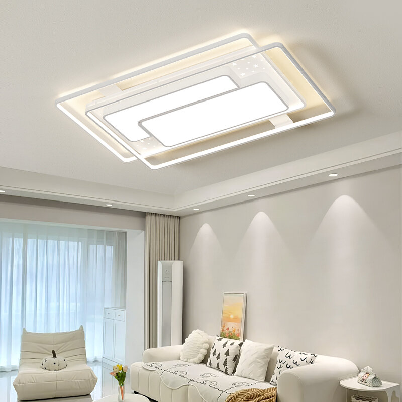 Plafonnier LED Blanc au Design Nordique Minimaliste Moderne, Luminaire Décoratif de Plafond, Idéal pour un Salon, une Chambre à Coucher Secondaire