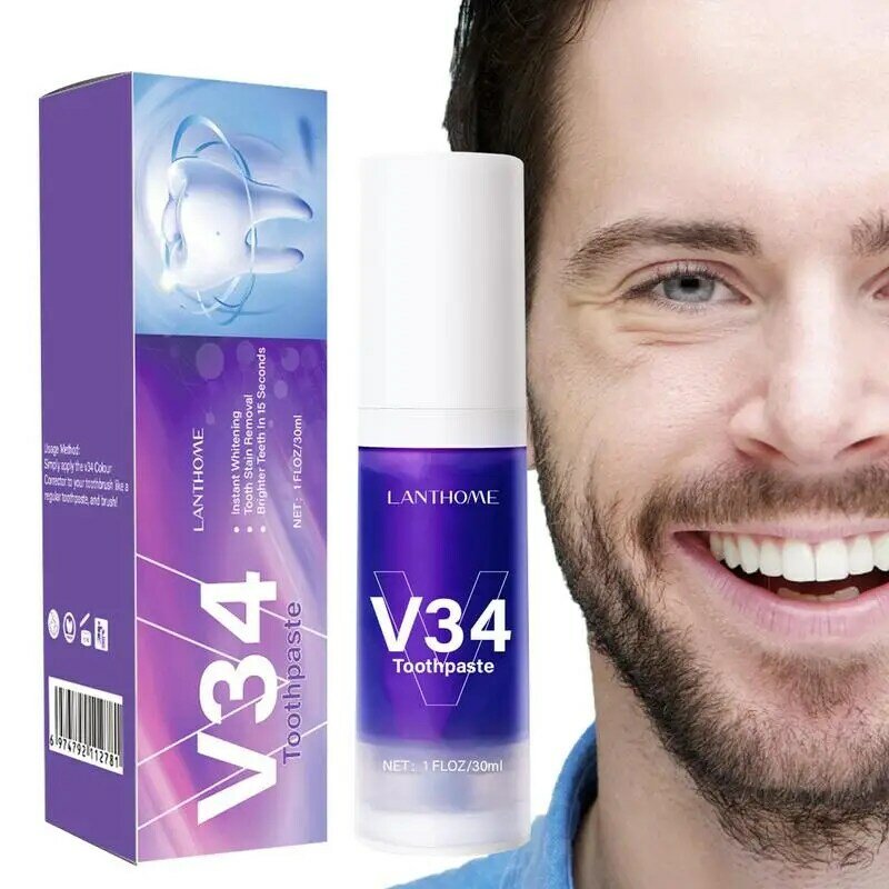 Toothpaste Purple Toothpaste For Teeth Whitening 30ml Color Corrector For Correct Yellow Teeth Toothpaste