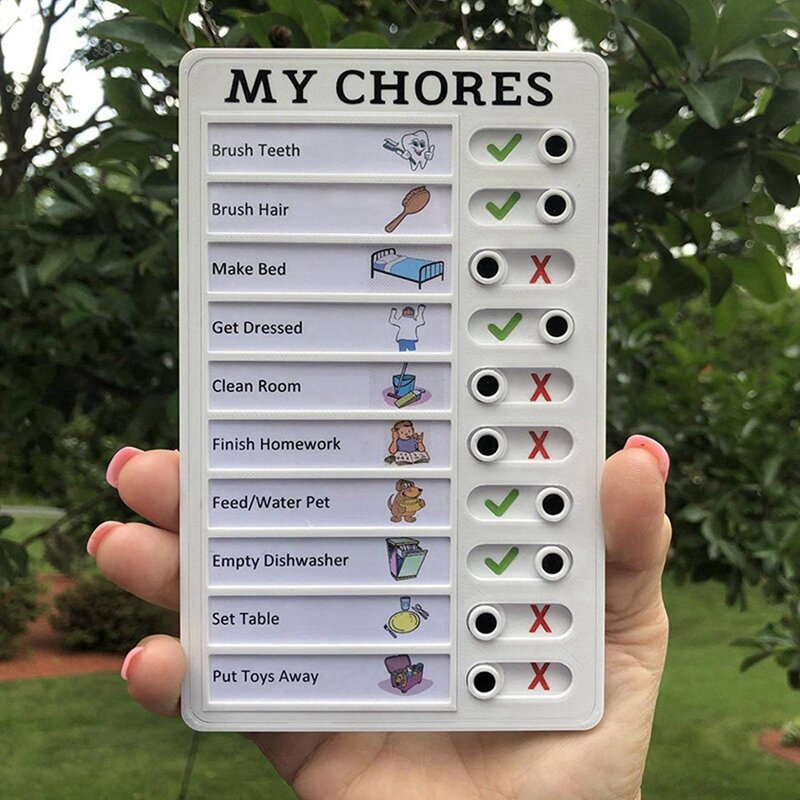 4X My Chores Checklist Memo Plastic Board, Detachable And Reusable Creative Memo Checklist For Check Items And Form