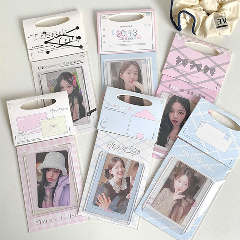 10set ins hohle papier karte kopf zurück diy 3 zoll kpop idol foto karte verpackungs material sammel tasche foto karten halter