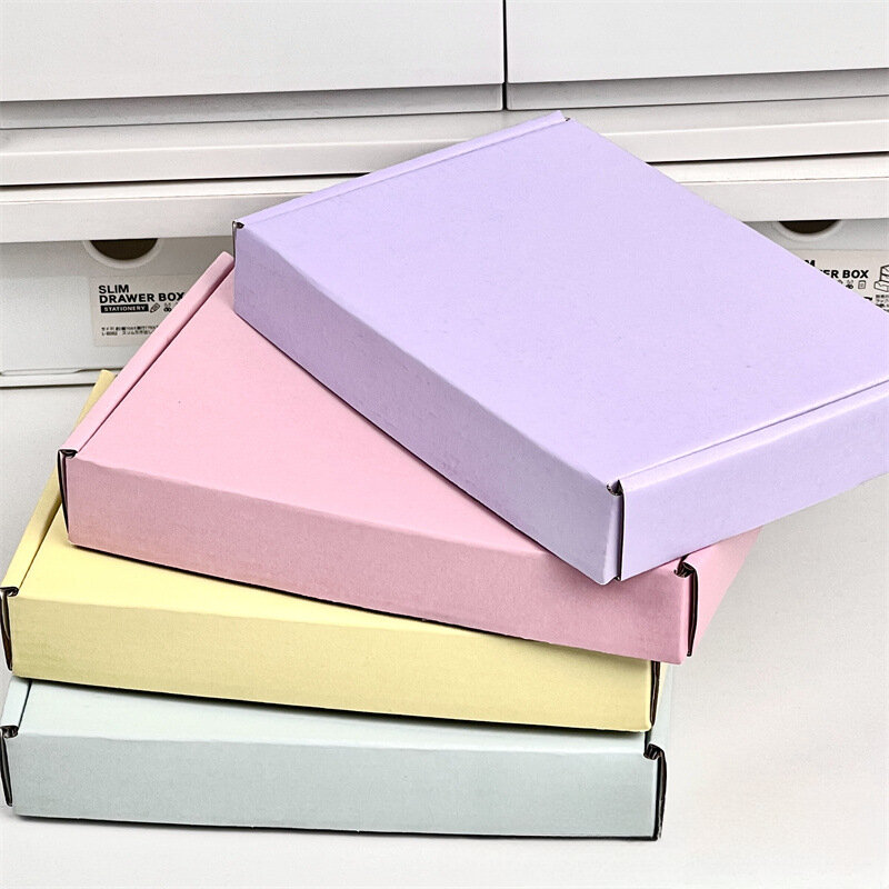 Korean Ins Macaron Color Corrugated Carboard Aircraft Box Solid Color Simple Packaging Express Box Gift Packing Mailers Carton