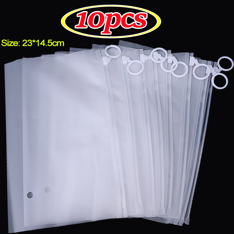 10pcs Large Waterproof Transparent Storage Bags Plastic Zippers Portable Storage Bag Cosmetics Jewelry Packaging Dustproof Pouch