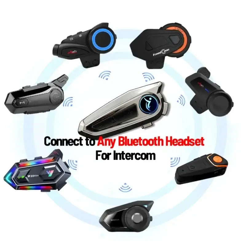 1/2x Musik Inter phone Bluetooth 5,3 Motorrad Helm Intercom Headset wasserdicht 1000m Inter com unica dor Lautsprecher Kopfhörer