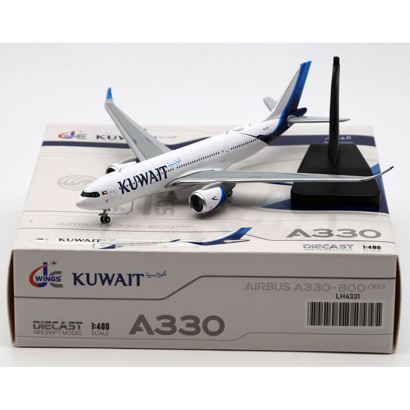 LH4331 Alloy Collectible Plane Gift JC Wings 1:400 Kuwait Airways Airbus A330-800 Diecast Aircraft Jet Model 9K-APF With Stand
