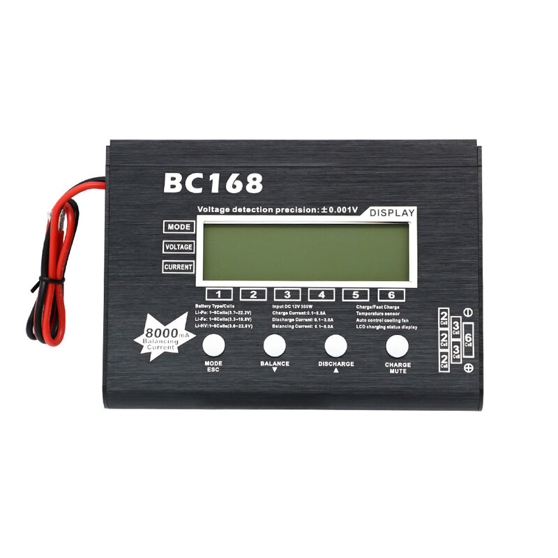 AOK BC168 1-6S 8A 200W HD LCD Screen Fast Charge Intellective Balance Lipo Battery Charger/Discharger for RC Airplane Toys