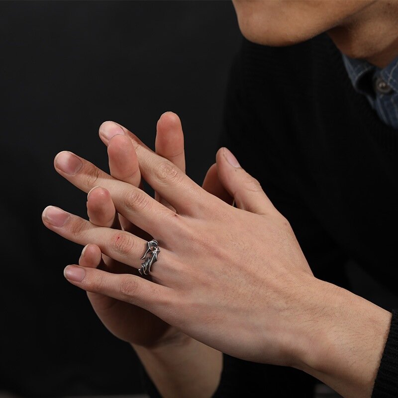 Moda Punk nieregularne ciernie pierścionki dla par Retro Hip-hopowa osobowość regulowany pierścień na palec dla mężczyzn kobiet biżuteria dla zakochanych prezenty