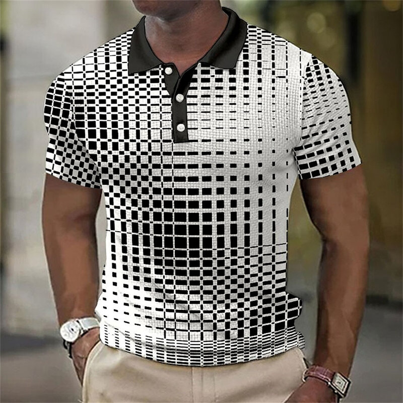 Retro Polo für Männer 3d gefleckte Männer Kleidung Straße lässig kurz ärmel ige lose übergroße Hemd hochwertige Sportswear Soft Tops