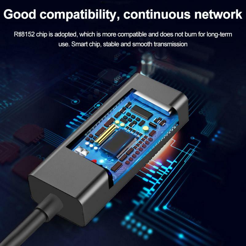 RYRA-Adaptador Ethernet com fio externo tipo C para RJ45, Lan para MacBook PC, interface de rede, 10 Mbps, 100Mbps