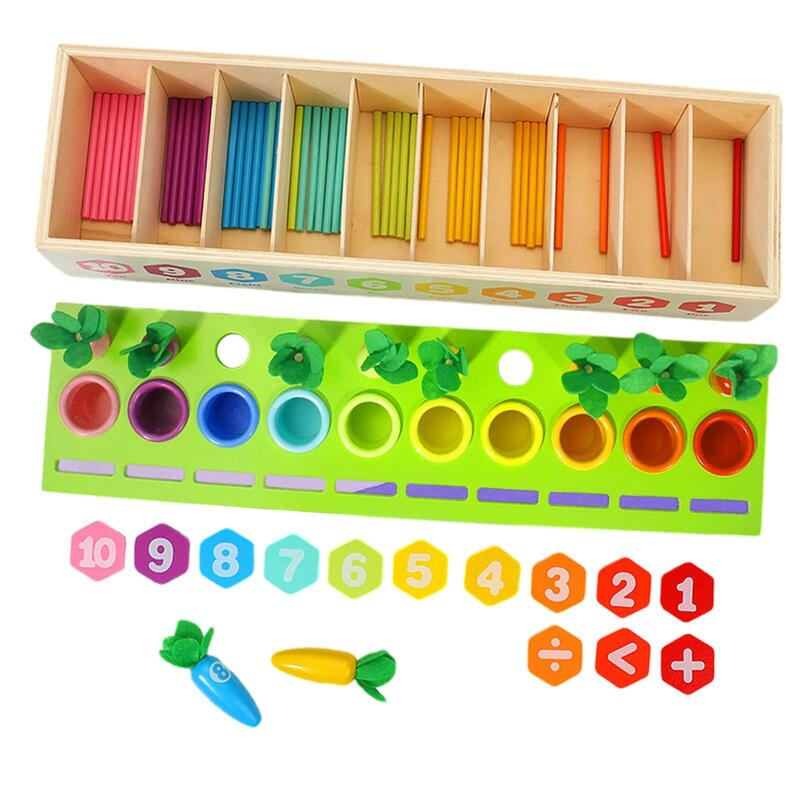 Radish Pairing menghitung kotak Montessori pelangi menghitung tongkat, pendidikan warna sortir Menghitung mainan untuk pendidikan dini