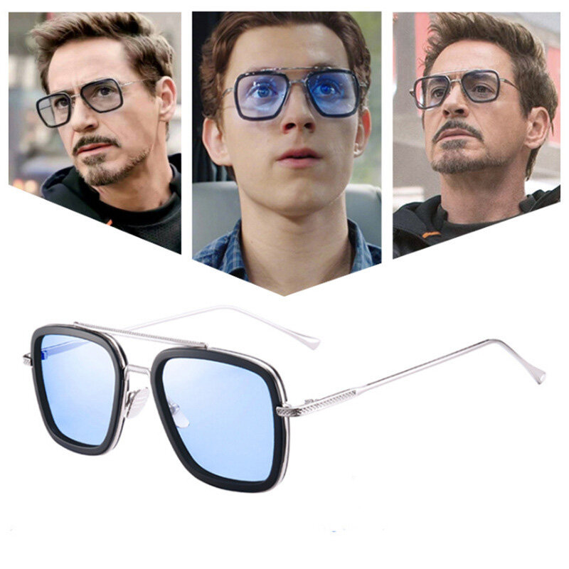 Kính Chống Nắng Thời Trang Gọng Vuông Tony Stark Nữ Phong Cách Kính Mát Nam Vuông Thương Hiệu Thiết Kế Kính Chống Nắng Oculos Retro Nam Sắt