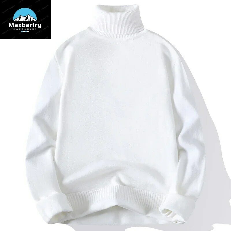 2024 Autumn/Winter Sweater Men's Casual Fashion High Collar Solid Color Warm Pullover Men's Cushing Top New Style