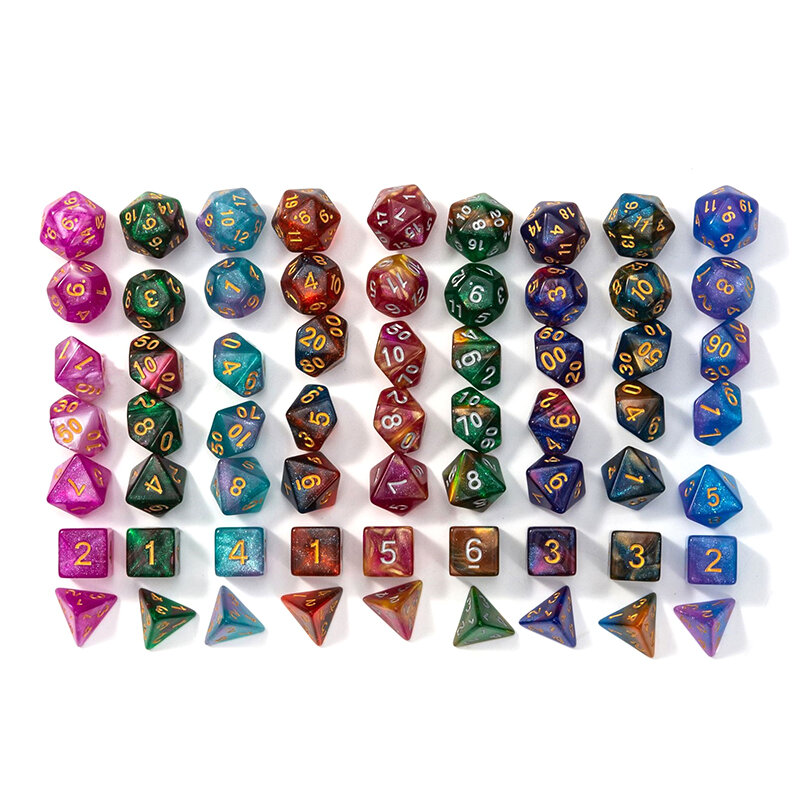7Pcs DND Dice Set with Pouch D4-D20 Transparent Polyhedral Effect for DND RPG Role Playing Table Board Games